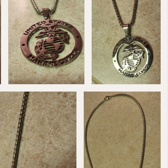 New stainless steel USMC Marine corps signet necklace 24" - Picture 2 of 5